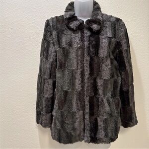 Rare Find! Betsey Johnson Women's Faux Fur Jacket Black/Gray Medium NWT